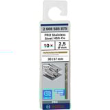 Bosch PRO Stainless Steel HSS-Co Spiralbohrer, Ø 2,5mm 10 Stück, Arbeitslänge 30mm