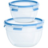 Emsa CLIP & CLOSE Frischhaltedosen-Set, 2-teilig transparent/blau, rund, 2 Dosen + 2 Deckel
