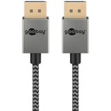 goobay DisplayPort Kabel 2.0/2.1 Slim silber/schwarz, 2 Meter