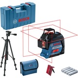 Bosch Linienlaser GLL 3-80 Professional + Baustativ BT 150, Kreuzlinienlaser blau/schwarz, Koffer, rote Laserlinien