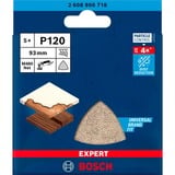 Bosch Professional Expert M480 Netzstruktur-Schleifblatt 93mm, K120 5 Stück, für Deltaschleifer