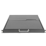 Digitus Modulare HD LCD KVM Konsole mit 17" TFT 16 Port Cat 5, KVM-Switch schwarz, deutsches Tastaturlayout, 16 Port Cat 5 KVM-Switch, Touchpad