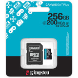 Kingston Canvas Go! Plus 256 GB microSDXC, Speicherkarte schwarz, UHS-I U3, Class 10, V30, A2