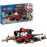 LEGO 60443 City F1 Boxenstopp mit Boxencrew und Ferrari Flitzer, Konstruktionsspielzeug 