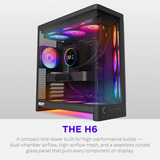 NZXT H6 RGB+ ( 2026 ) All Black, Tower-Gehäuse schwarz, Tempered Glass x 2