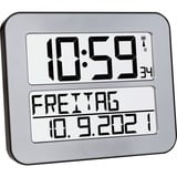 TFA Digitale Funkuhr TIMELINE MAX, Tischuhr silber