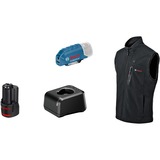 Bosch Professional Heat+Jacket GHV 12+18V Kit Größe S, Arbeitskleidung schwarz, inkl. Ladegerät GAL 12V-20 Professional, 1x Akku GBA 12V 2.0Ah