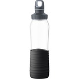 Emsa Drink2Go GLAS Trinkflasche 0,7 Liter transparent/schwarz, Schraubverschluss