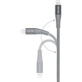 Nevox USB 2.0 Adapterkabel, USB-C Stecker > Lightning Stecker silber/grau, 50cm, PD, gesleevt