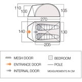 Vango Kuppelzelt Tay 200 dunkelblau, mit Vorbau für Gepäck