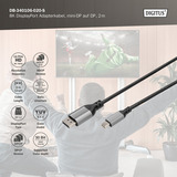 Digitus 8K DisplayPort Adapterkabel, mini DisplayPort > DisplayPort schwarz/grau, 2 Meter