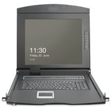 Digitus Modulare HD LCD KVM Konsole mit 19" TFT 8 Port VGA, KVM-Switch schwarz, deutsches Tastaturlayout, 8 Port VGA KVM-Switch, Touchpad