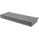 Digitus Modulare HD LCD KVM Konsole mit 19" TFT 8 Port VGA, KVM-Switch schwarz, deutsches Tastaturlayout, 8 Port VGA KVM-Switch, Touchpad