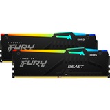 Kingston FURY DIMM 32 GB DDR5-5600 (2x 16 GB) Dual-Kit, Arbeitsspeicher schwarz, KF556C40BBAK2-32, Fury Beast RGB, INTEL XMP