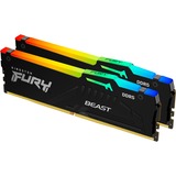 Kingston FURY DIMM 32 GB DDR5-5600 (2x 16 GB) Dual-Kit, Arbeitsspeicher schwarz, KF556C40BBAK2-32, Fury Beast RGB, INTEL XMP