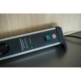 Brennenstuhl Alu-Office-Line Steckdosenleiste 6-fach, für den Schreibtisch schwarz/aluminium, 3 Meter Kabel, 60.000A Überspannungsschutz