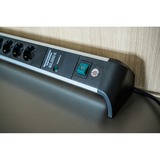 Brennenstuhl Alu-Office-Line Steckdosenleiste 6-fach, für den Schreibtisch schwarz/aluminium, 3 Meter Kabel, 60.000A Überspannungsschutz