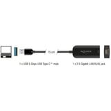 DeLOCK USB Typ-A Adapter zu 2,5 Gigabit, LAN-Adapter schwarz