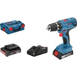 Bosch Akku-Bohrschrauber GSR 18V-21 Professional, 18Volt blau/schwarz, 2x Li-Ionen Akku 2,0Ah, in L-BOXX