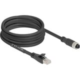 DeLOCK M12 Kabel X-kodiert 8 Pin Buchse > RJ-45 Stecker, Cat.5e S/FTP schwarz, 5 Meter, flexibel