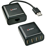 Lindy 4 Port USB 2.0 Cat.6 Extender, USB-Extender schwarz, 60m