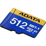 ADATA Premier Extreme microSDXC SD7.1 512 GB, Speicherkarte blau/gelb, SD7.1 Express, UHS-I U3, Class 10, V30, Nintendo Switch 2 Ready