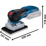 Bosch Professional Akku-Schwingschleifer GSS 18V-13 Professional solo blau/schwarz, ohne Akku und Ladegerät, in L-BOXX, 3 Schleifplatten