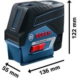 Bosch Professional Kombilaser GCL 2-50 C Professional + RM2 + BM3, Kreuzlinienlaser blau/schwarz, Li-Ionen-Akku 2,0 Ah, in L-BOXX, rote Laserlinien, mit Halterungen