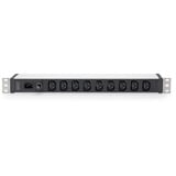 Digitus 19" Steckdosenleiste mit Aluminiumprofil, 9-fach C13, 1HE schwarz/aluminium, Leitungsschutzschalter 10 A, IEC C14-Eingang