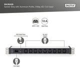 Digitus 19" Steckdosenleiste mit Aluminiumprofil, 9-fach C13, 1HE schwarz/aluminium, Leitungsschutzschalter 10 A, IEC C14-Eingang