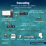 Digitus USB 2.0 CAT Extender-Set, 480 Mbps, 150 Meter, USB-Extender schwarz, Sendeeinheit + Empfängereinheit, 4 Port USB-A