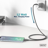 Digitus USB 2.0 Silikon-Kabel USB-A > Lightning, MFI zertifiziert schwarz, 1 Meter, PD, Laden mit bis zu 12 Watt