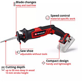 EINHELL Power X-Change Akku-Universal-Säbelsäge TE-AP 18/13 Li - Solo, 18Volt rot/schwarz, ohne Akku und Ladegerät