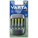 Varta Eco Charger, Ladegerät schwarz, inkl. 4x Micro, AAA, 800 mAh