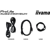 iiyama ProLite XUB2490HSUH-B2, LED-Monitor 60.5 cm (24 Zoll), schwarz (matt), FullHD, IPS, Webcam, Mikrofon, USB-Hub, 100Hz Panel