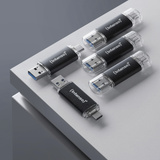 Intenso Twist Line 64 GB, USB-Stick anthrazit/transparent, USB-A 3.2 Gen 1, USB-C 3.2 Gen 1