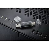 Intenso Twist Line 64 GB, USB-Stick anthrazit/transparent, USB-A 3.2 Gen 1, USB-C 3.2 Gen 1