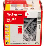 fischer Spreizdübel SX Plus 6x50 hellgrau, 100 Stück