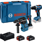 Combo Kit Akku-Bohrschrauber 18 Volt 65 + Bohrhammer 18 Volt 26 mit 2 Akkus 5 Ah und Ladegerät, Sets