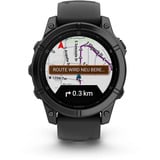 Garmin fēnix E - 47mm, AMOLED, Smartwatch Schwarz/Schiefergrau, Silikon-Armband, Edelstahl