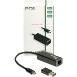 Inter-Tech USB Adapter Argus IT-732, USB-C Stecker > RJ-45 Buchse schwarz, 10/100/1.000/2.500 Mbit/s