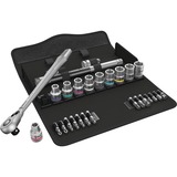 Wera 8100 SC 11 Zyklop Metal-Knarrensatz, zöllig, 1/2", Werkzeug-Set schwarz/grün, 28-teilig, Vollmetall-Umschaltknarre