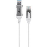 goobay Ethernet-Adapterkabel USB-A 3.2 Gen1 > RJ-45, Slim weiß, 1 Meter