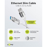 goobay Ethernet-Adapterkabel USB-A 3.2 Gen1 > RJ-45, Slim weiß, 1 Meter