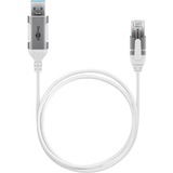 goobay Ethernet-Adapterkabel USB-A 3.2 Gen1 > RJ-45, Slim weiß, 1 Meter