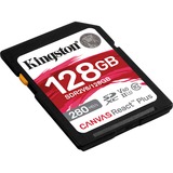 Kingston Canvas React Plus 128 GB SDXC, Speicherkarte schwarz, UHS-II U3, Class 10, V60, A1