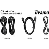 iiyama ProLite T2452MSC-B2, LED-Monitor 60.5 cm (24 Zoll), schwarz (matt), FHD, IPS, Touchscreen, HDMI, USB-Hub, 120Hz Panel