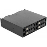 DeLOCK 5.25″ Wechselrahmen für 4 x 2.5″ U.2 NVMe SSD, Einbaurahmen schwarz, mit abschließbaren Trays