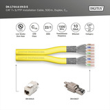 Digitus Professional Cat.7a S/FTP Verlegekabel Duplex, Cca gelb, 500 Meter Trommel