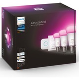 Philips Hue White & Color Ambiance Starter-Kit E27, LED-Lampe drei Lampen, eine Hue-Bridge, ein Dimmschalter, ersetzt 60 Watt